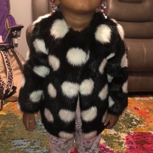 EUC Kate Spade Toddler Polka Dot Fur Coat 24 Months 😱